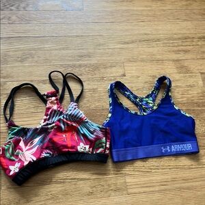 Sports bra duo (2) Under Armour Blue Sports Bra and Floral Sports Bra Set